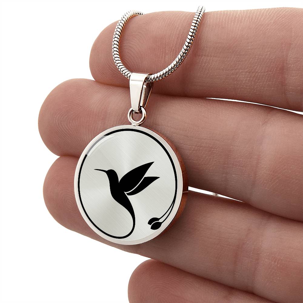 STEEL or GOLD ENGRAVEABLE Mocking Jaybird Necklace Circular