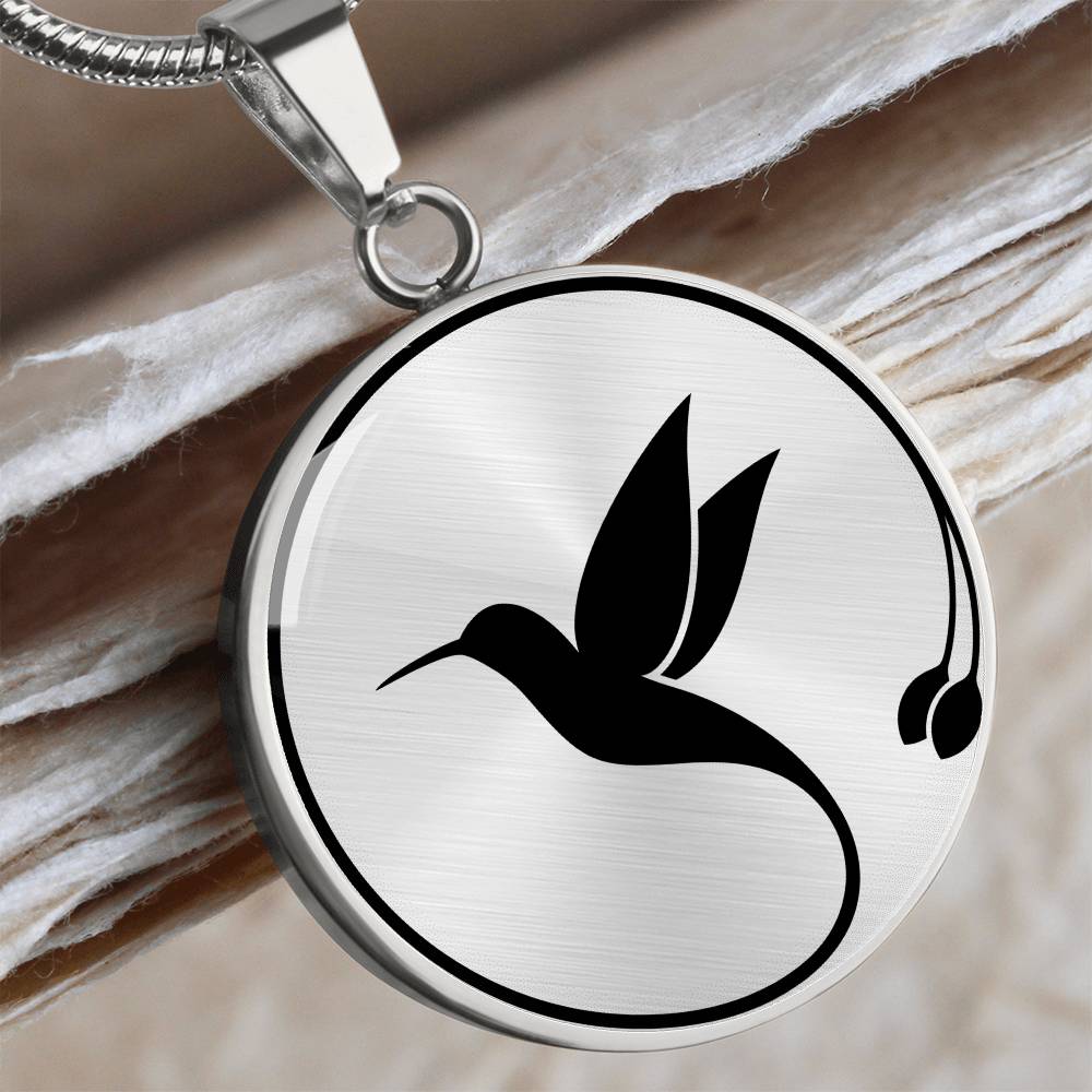 STEEL or GOLD ENGRAVEABLE Mocking Jaybird Necklace Circular