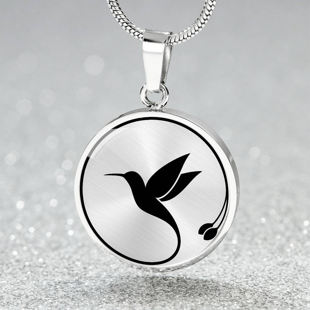 STEEL or GOLD ENGRAVEABLE Mocking Jaybird Necklace Circular