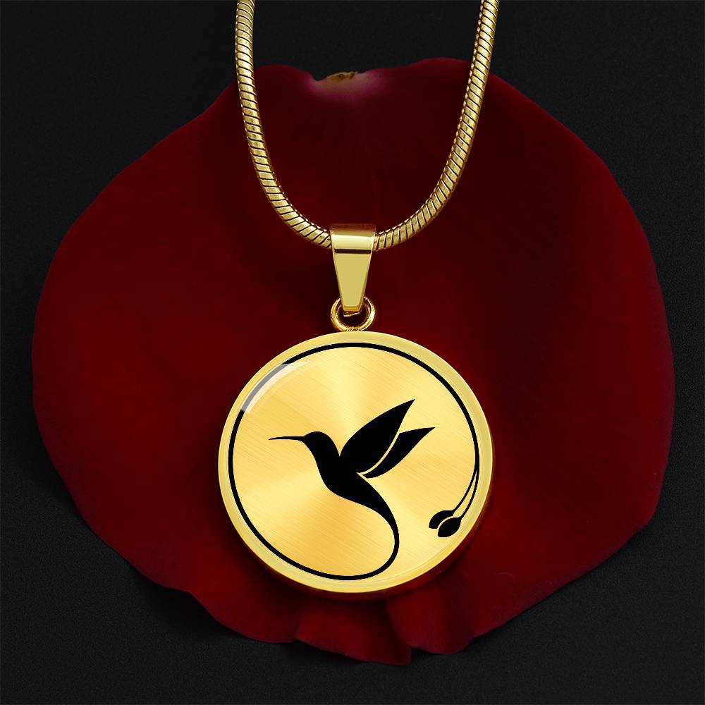 STEEL or GOLD ENGRAVEABLE Mocking Jaybird Necklace Circular