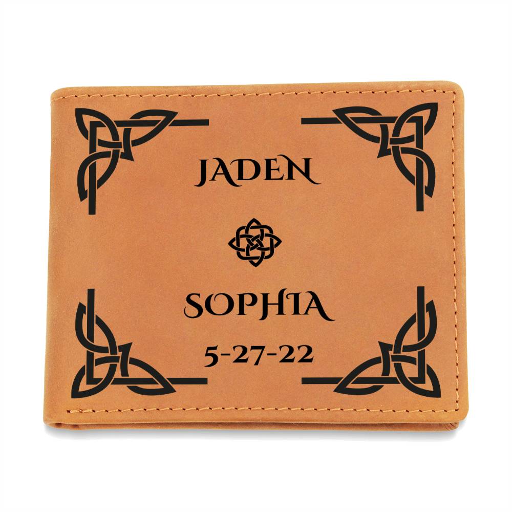 Dating Anniversary, 1 Year Anniversary Love Gift For Boyfriend, Personalized Leather Wallet With Both of Your Names And Date