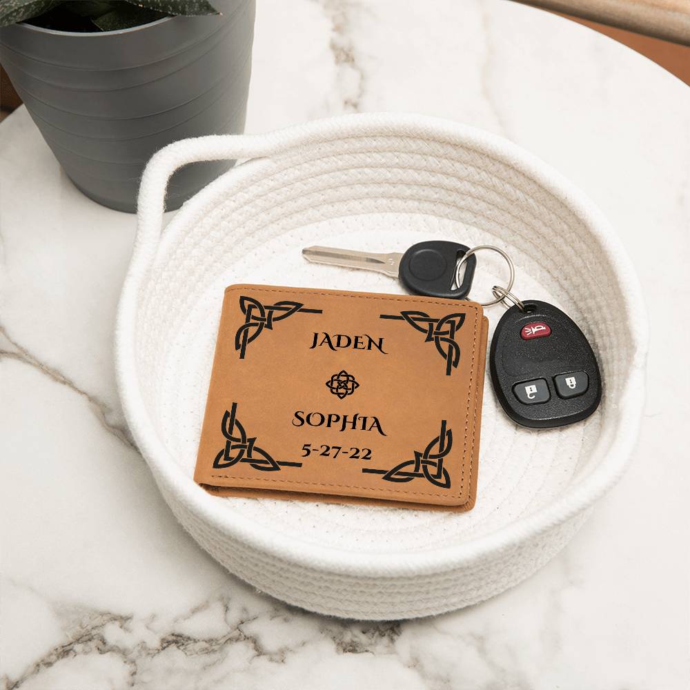 Dating Anniversary, 1 Year Anniversary Love Gift For Boyfriend, Personalized Leather Wallet With Both of Your Names And Date