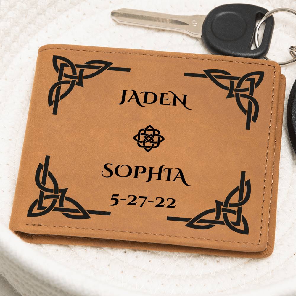 Dating Anniversary, 1 Year Anniversary Love Gift For Boyfriend, Personalized Leather Wallet With Both of Your Names And Date