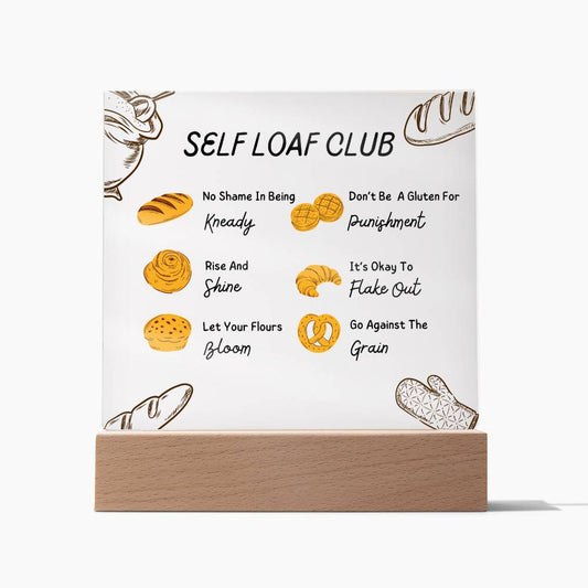 Self Love Club Gift For Baker Plaque, For Mental Health, Addiction, Sobriety, Recovery