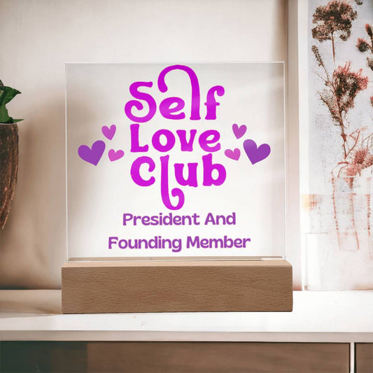 Self Love Club Plaque With Hearts For Mental Health, Addiction, Sobriety, Recovery