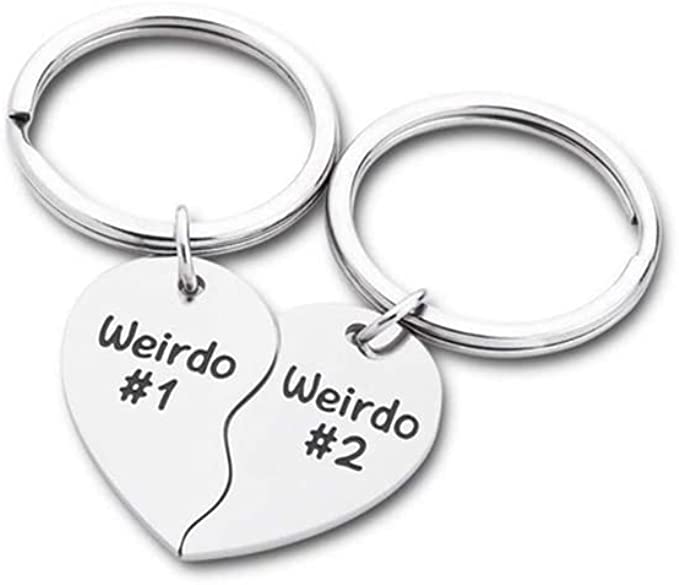 Weirdo 1 Weirdo 2 Key Chain, BFF, Girlfriend, Boyfriend, Fiance, Wife, Husband