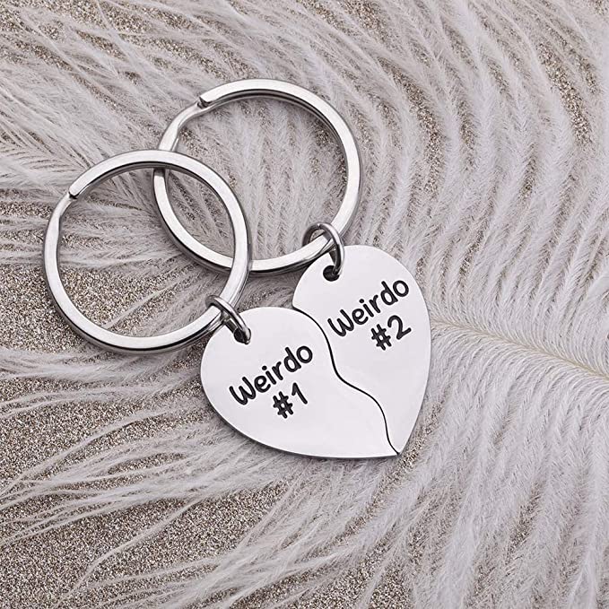 Weirdo 1 Weirdo 2 Key Chain, BFF, Girlfriend, Boyfriend, Fiance, Wife, Husband