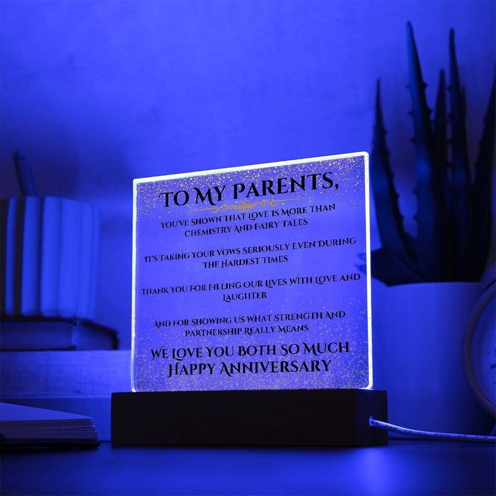 Acrylic Anniversary Gift For Parents, Anniversary Gifts for Mom And Dad, LED Upgrade