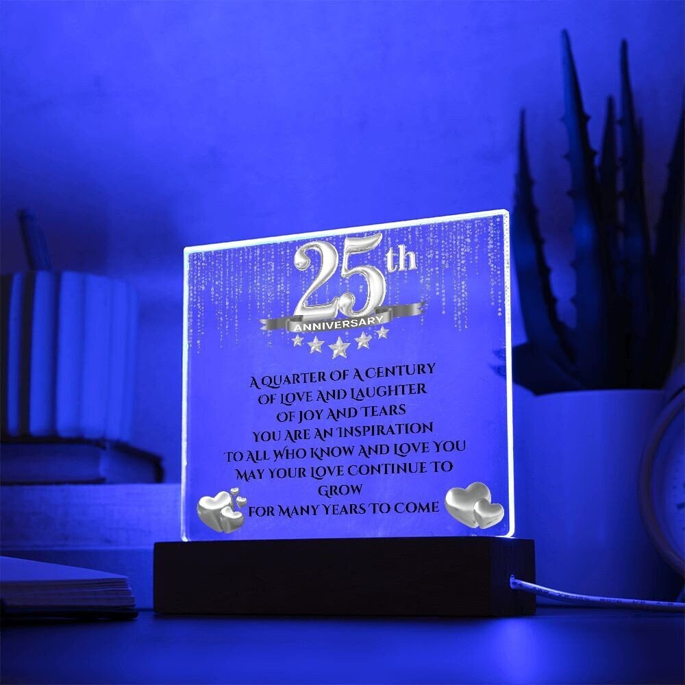 Acrylic 25th Anniversary Gifts Plaque, , Anniversary Gifts For Parents, Anniversary Gift For Parents, LED Upgrade