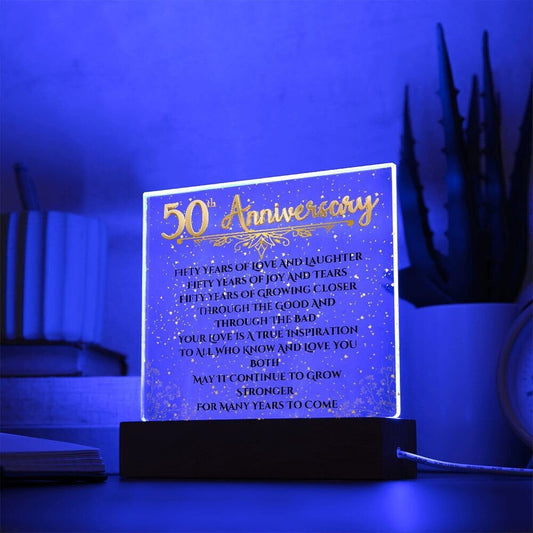 Acrylic Plaque, 50th Wedding Anniversary Gifts, 50th Anniversary Gifts For Parents, LED Upgrade