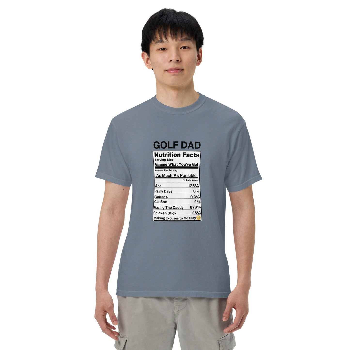 7 Colors Available, Golf Dad Nutrition Facts T Shirt, Heavyweight Cotton