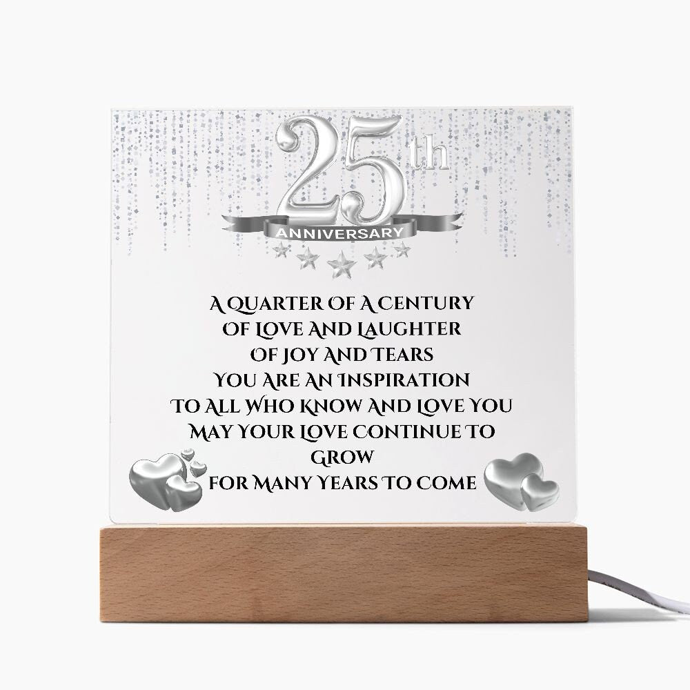 Acrylic 25th Anniversary Gifts Plaque, , Anniversary Gifts For Parents, Anniversary Gift For Parents, LED Upgrade