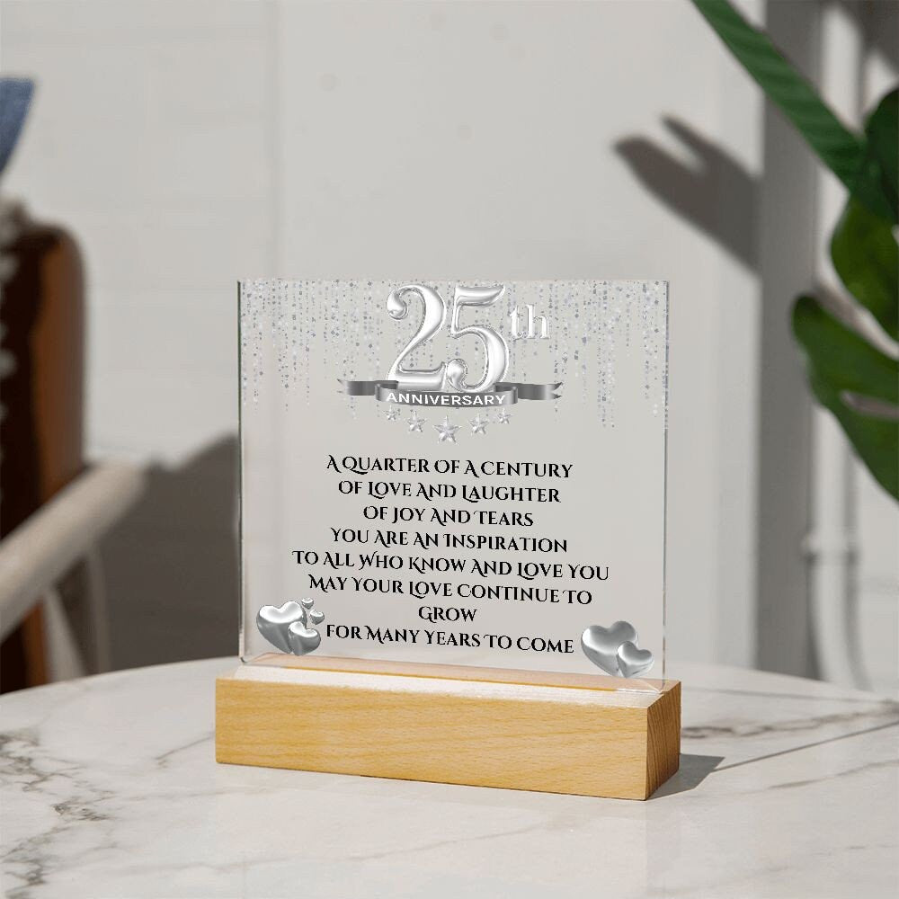 Acrylic 25th Anniversary Gifts Plaque, , Anniversary Gifts For Parents, Anniversary Gift For Parents, LED Upgrade