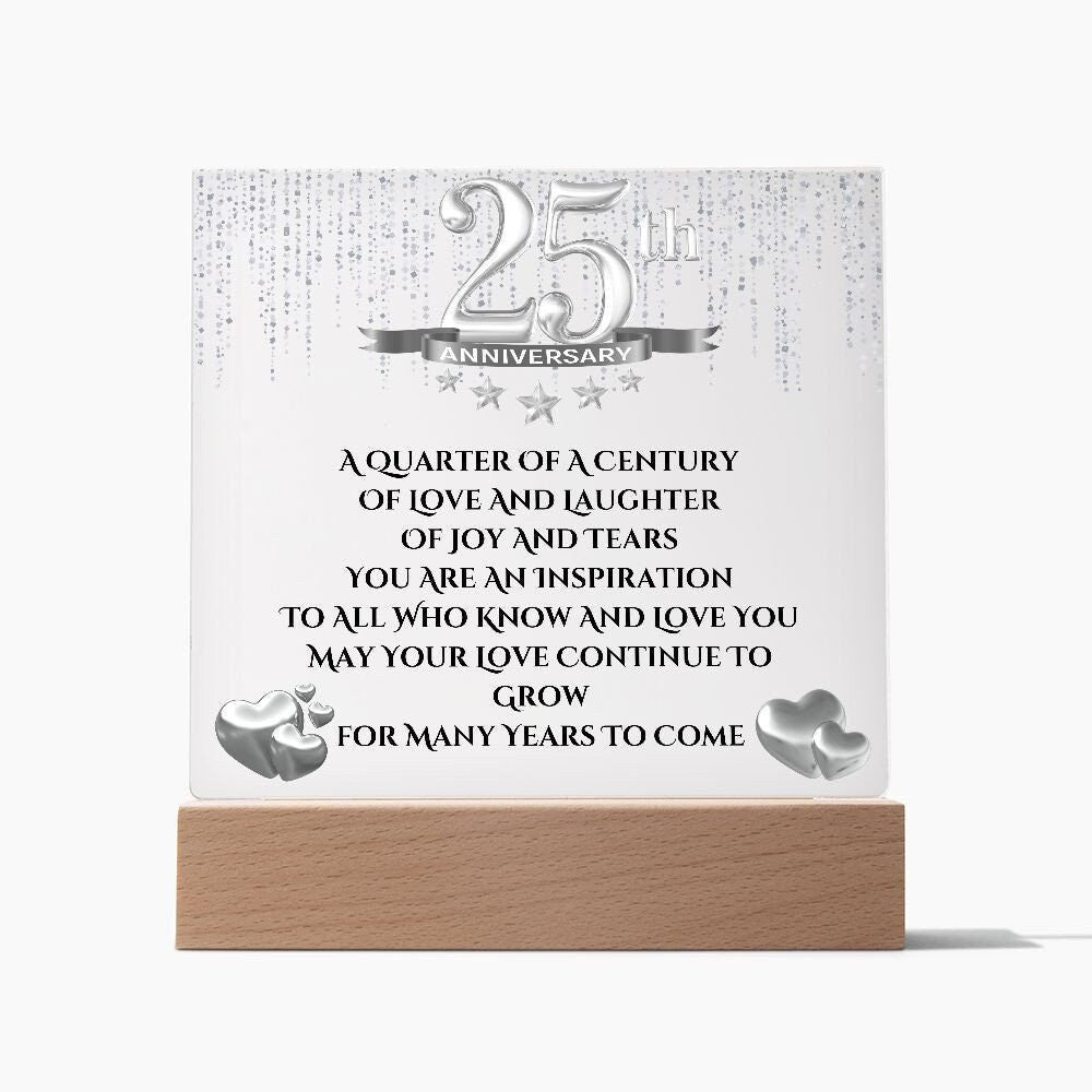 Acrylic 25th Anniversary Gifts Plaque, , Anniversary Gifts For Parents, Anniversary Gift For Parents, LED Upgrade