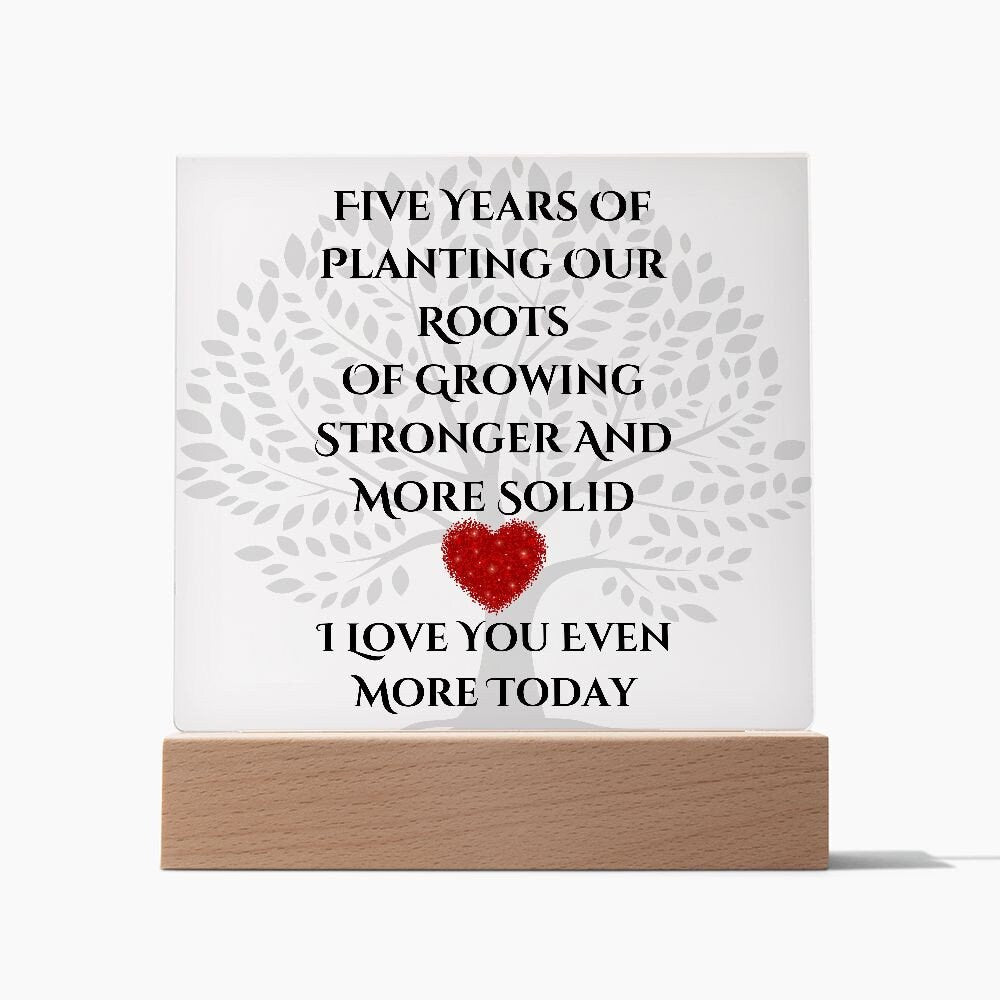 Acrylic 5th Anniversary Gift Plaque, 5 Year Anniversary Gift For Him, 5 Year Anniversary Gift For Her, Wood Anniversary Gift for Him