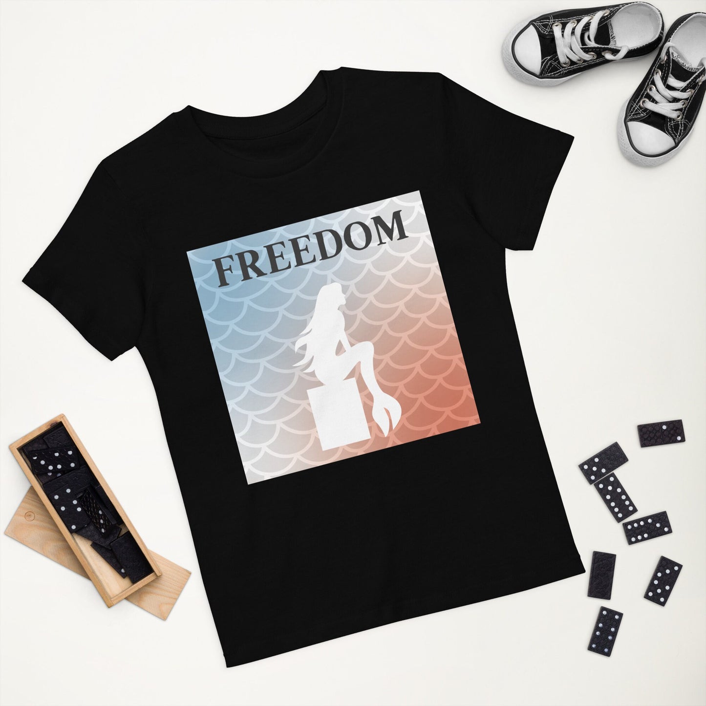 5 Colors Available, Mermaid T Shirt, Toddler And Youth Sizes, 4th Of July T Shirt, Freedom, Independence Day, Organic Cotton