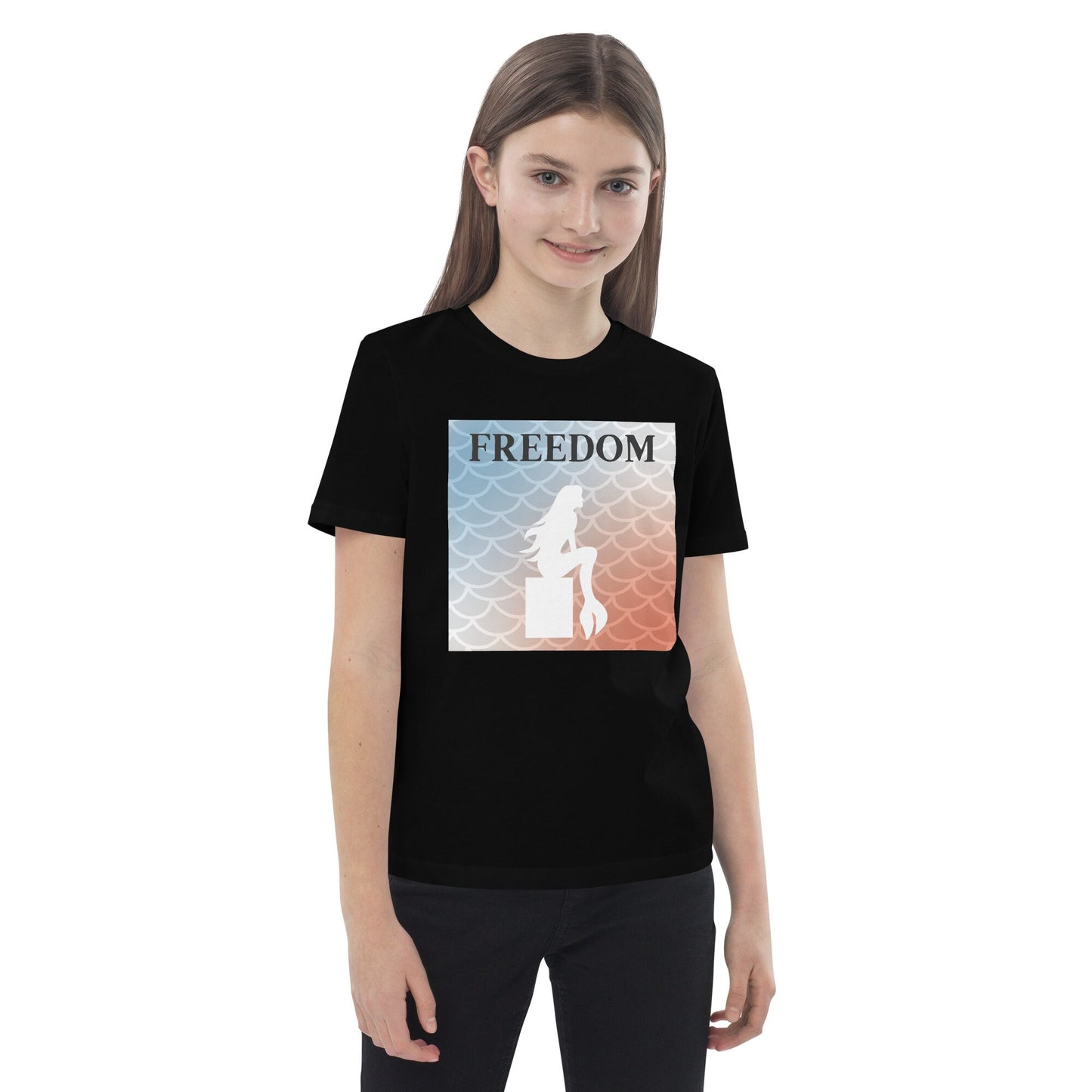 5 Colors Available, Mermaid T Shirt, Toddler And Youth Sizes, 4th Of July T Shirt, Freedom, Independence Day, Organic Cotton