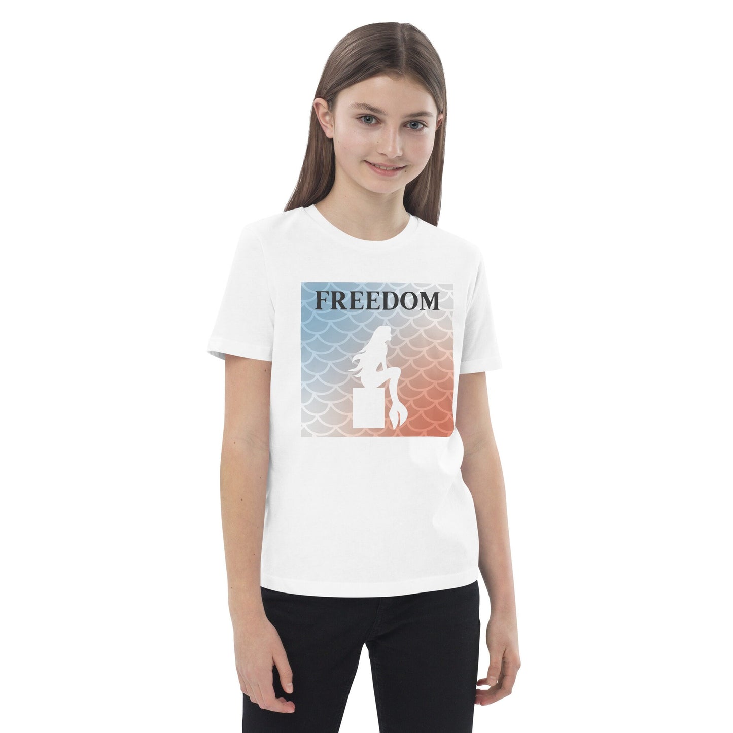 5 Colors Available, Mermaid T Shirt, Toddler And Youth Sizes, 4th Of July T Shirt, Freedom, Independence Day, Organic Cotton