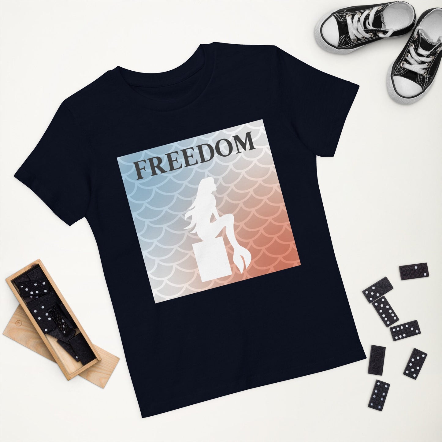 5 Colors Available, Mermaid T Shirt, Toddler And Youth Sizes, 4th Of July T Shirt, Freedom, Independence Day, Organic Cotton