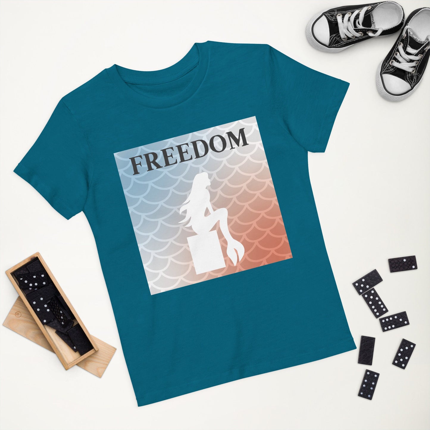 5 Colors Available, Mermaid T Shirt, Toddler And Youth Sizes, 4th Of July T Shirt, Freedom, Independence Day, Organic Cotton