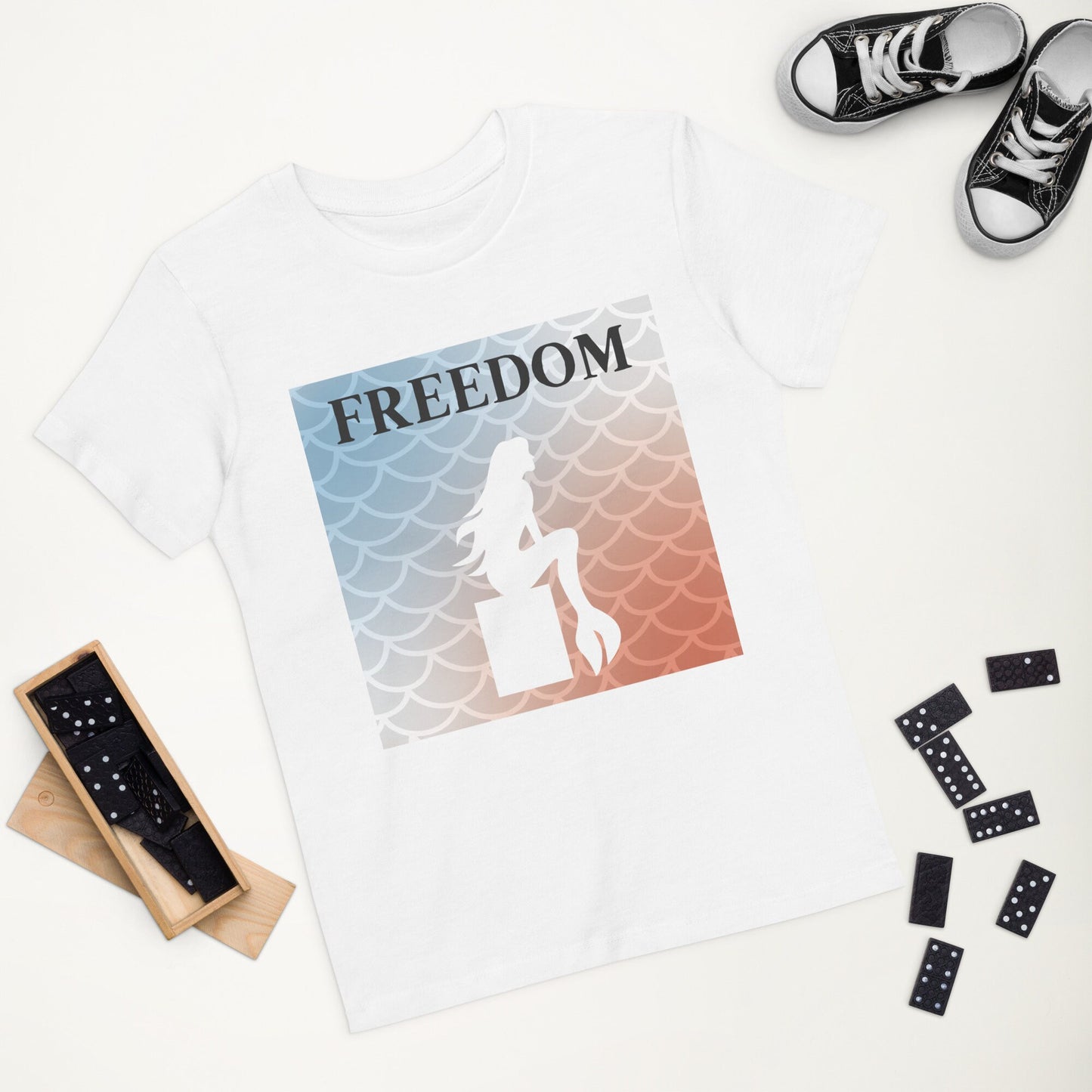 5 Colors Available, Mermaid T Shirt, Toddler And Youth Sizes, 4th Of July T Shirt, Freedom, Independence Day, Organic Cotton