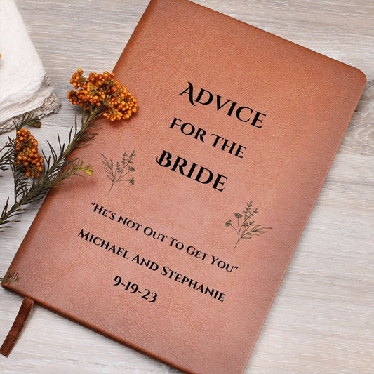 Advice For The Bride Journal, Personalized With Wedding Date, Vegan Leather, Funny Wedding Gift, Funny Bridal Sower Gift