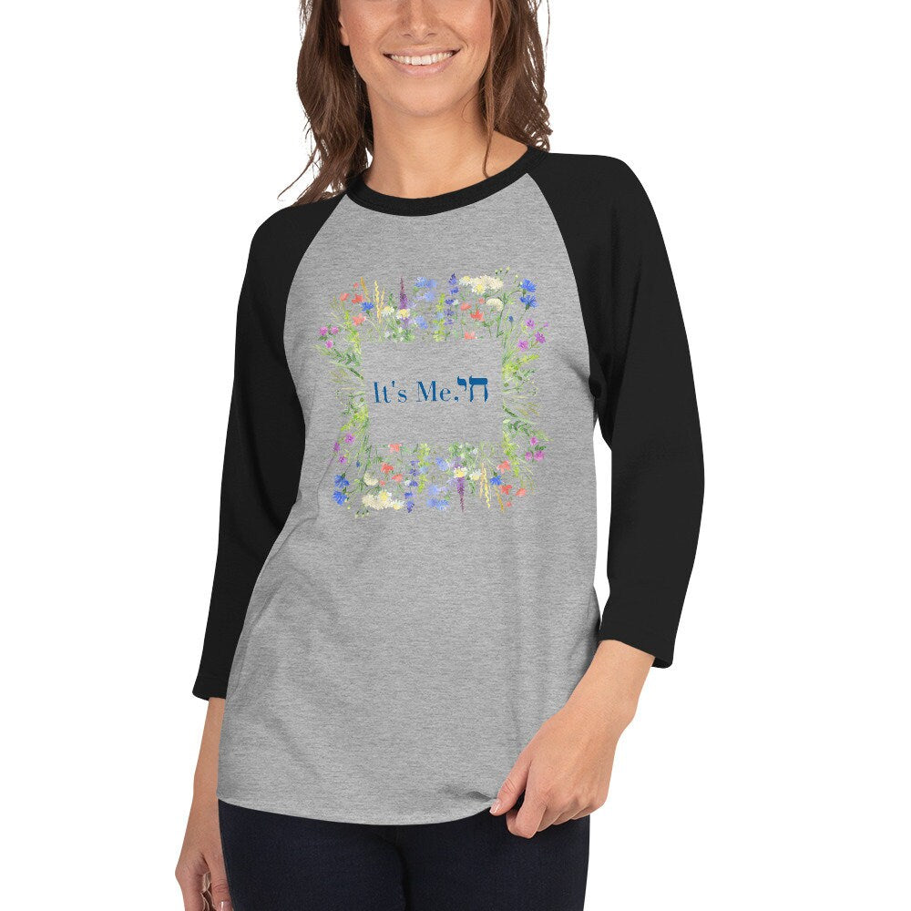 5 Colors Available, "It's Me, (Chai)", Hebrew, Jewish Humor, Bat Mitzvah Gift, 3/4 Sleeve Baseball T-Shirt