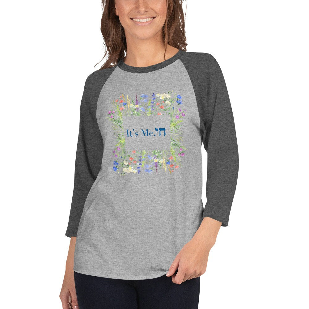 5 Colors Available, "It's Me, (Chai)", Hebrew, Jewish Humor, Bat Mitzvah Gift, 3/4 Sleeve Baseball T-Shirt