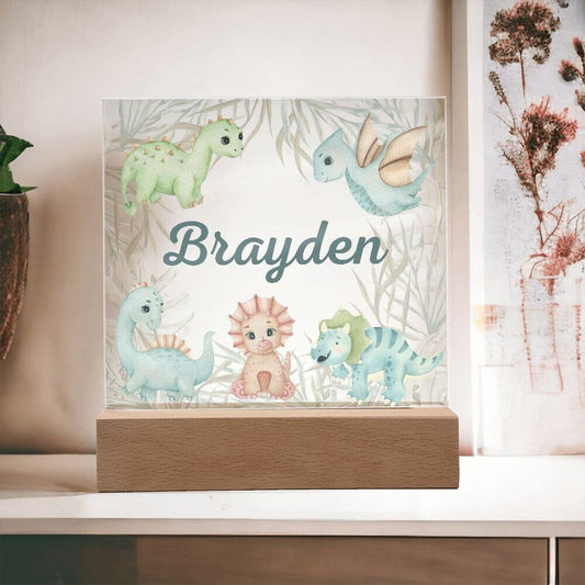 Baby Dinosaur Personalized Name Sign Nursery Decor,Vintage Boho, Baby Boy Decor Nighlight Upgrade