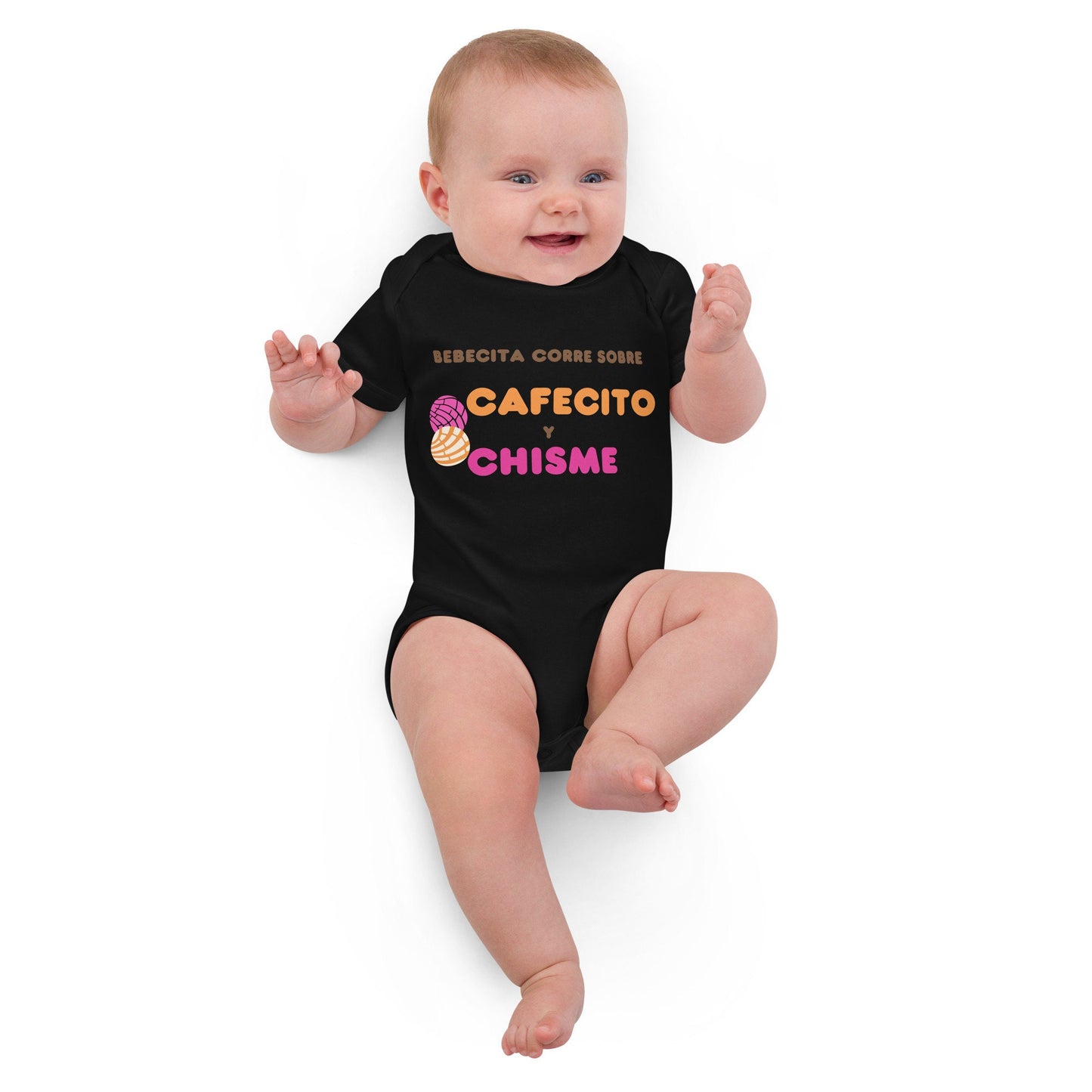 3 Colors Available, Organic Cotton, Nickel Free Snaps, Cafecito Y Chisme Eco Friendly Concha Onesie