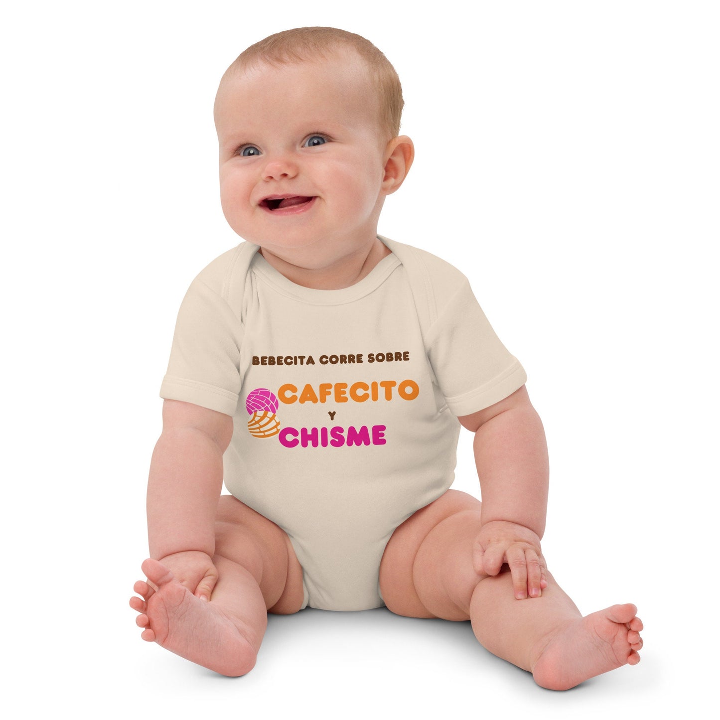 3 Colors Available, Organic Cotton, Nickel Free Snaps, Cafecito Y Chisme Eco Friendly Concha Onesie