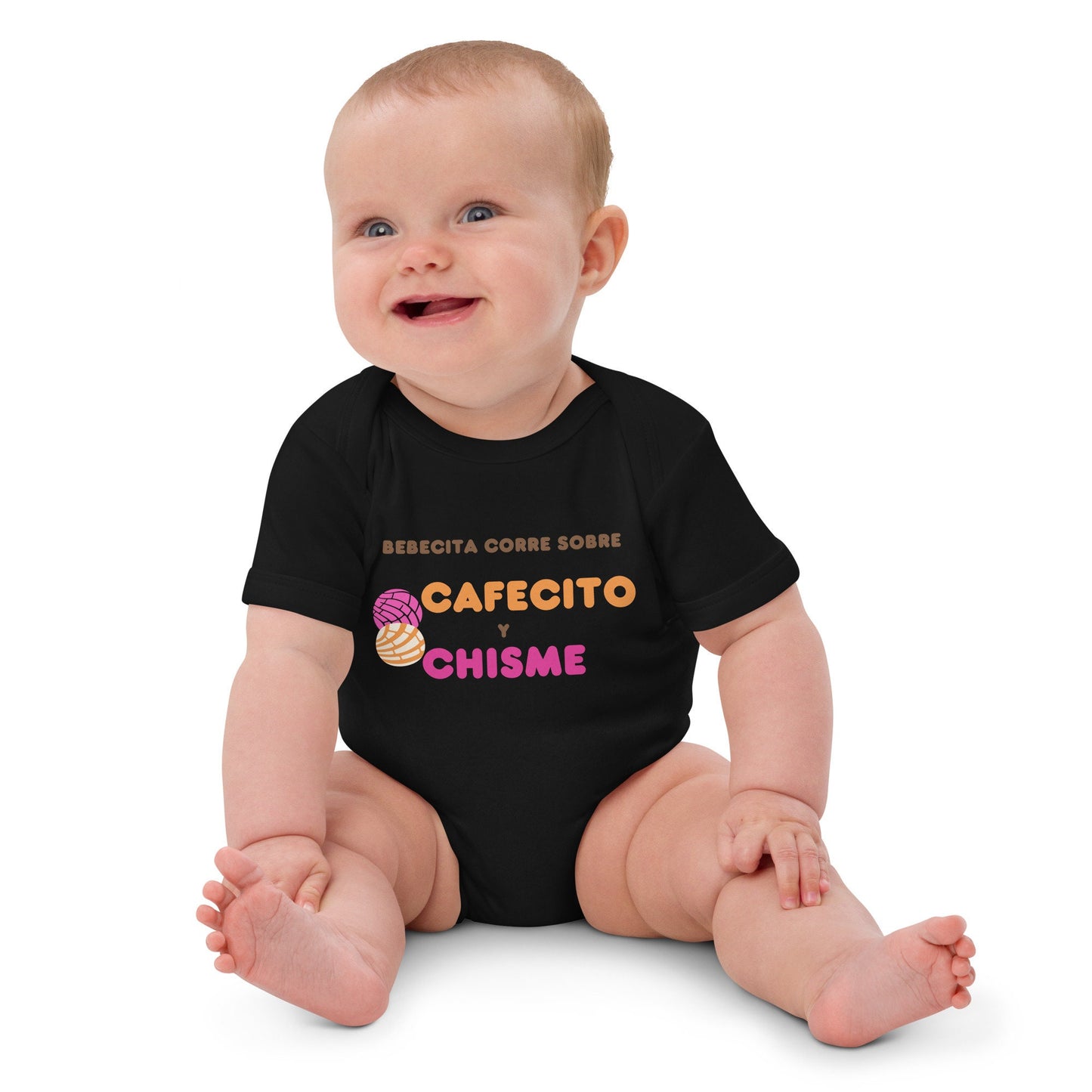 3 Colors Available, Organic Cotton, Nickel Free Snaps, Cafecito Y Chisme Eco Friendly Concha Onesie